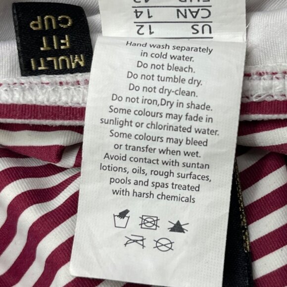 Niptuck Swim 12 Red White Striped One Piece Swim Suit Swim Wear Bathing Suit - Picture 9 of 12